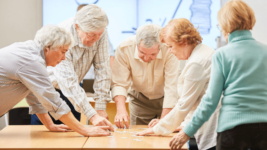 elderly people participating in assisted living activities