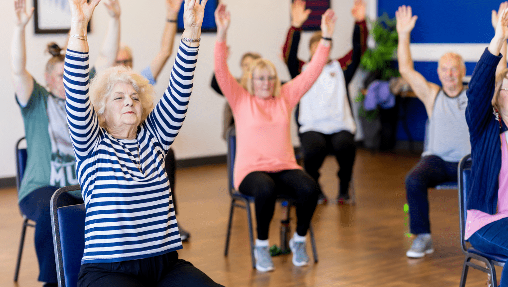 seniors sitting and exercising exercises for seniors